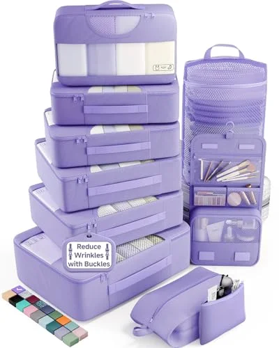 10 Set Packing Cubes for Travel Essentials, Attractive Purple