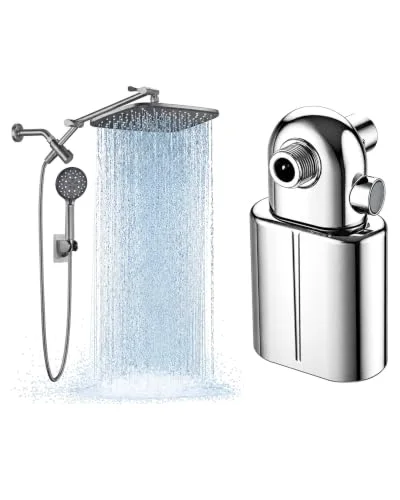 11.8" Gunmetal Gray Shower Head with Handheld&Chrome Shower Filter