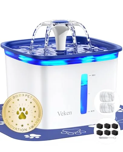 Innovation Award Winner 95oz/2.8L Cat Water Fountain, Blue