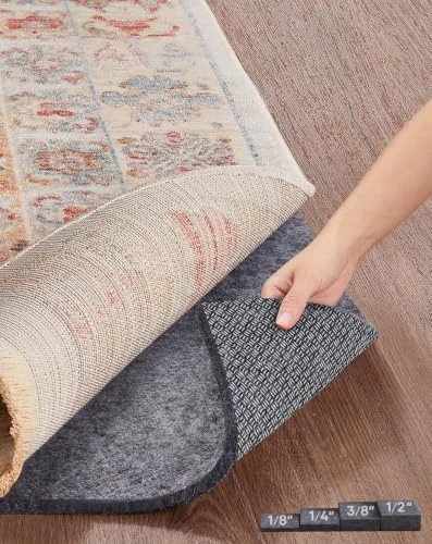 Non Slip Cushioned Rug Pad Gripper, Felt and Silicone Backing, 99 pc, 8×10 ft, 8"