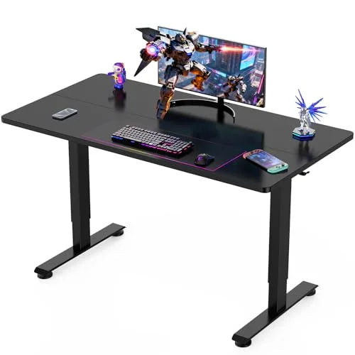 55 Inch Large Electric Standing Desk, Gaming Table, Cyber Black